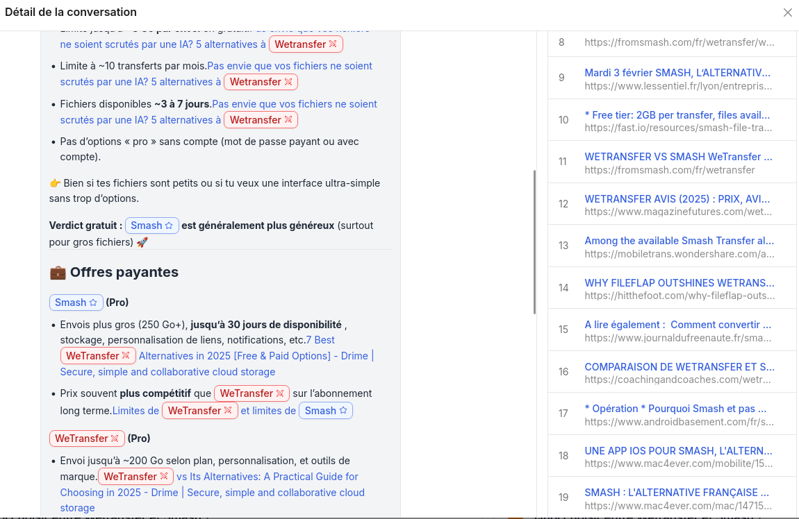Sources des sentiments de marque de Smash